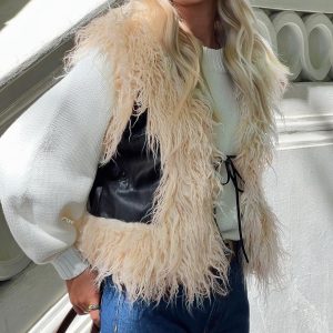 Out & About Shearling Vest Cream / Black