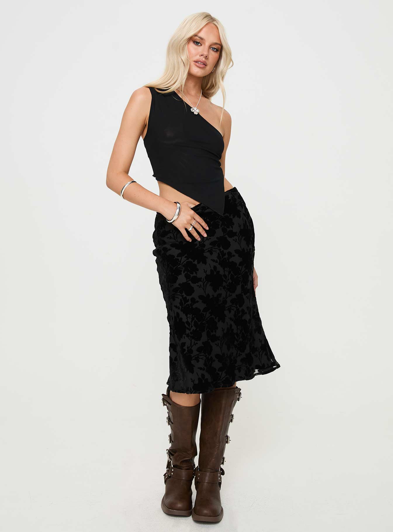 Devore Midi Skirt Black - Image 2