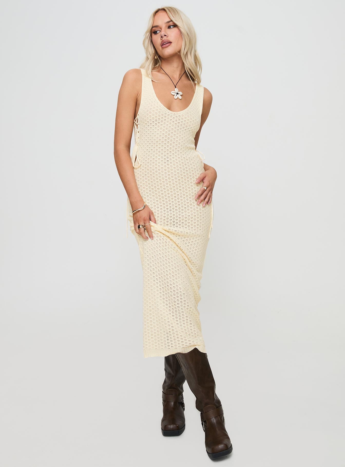 Cosmoth Maxi Dress Cream - Image 2