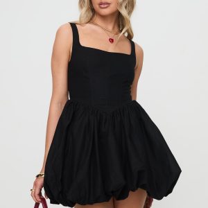 Alcott Bubble Hem Mini Dress Black
