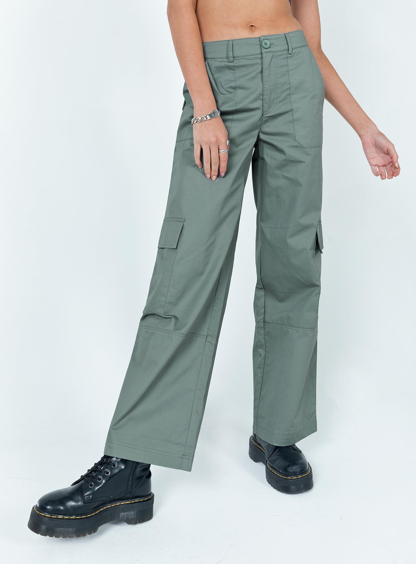 Luna Mid Rise Cargo Pants Grey - Image 2