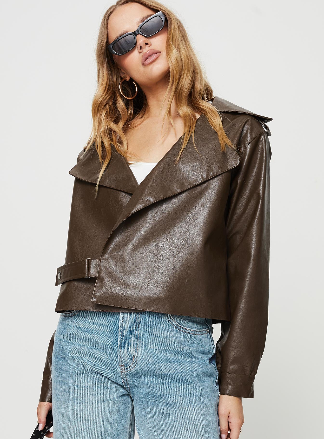 Staerk Faux Leather Jacket Brown - Image 2