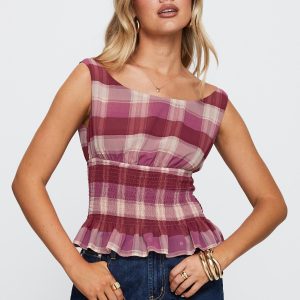 Sweet Honey Frill Top Pink Check