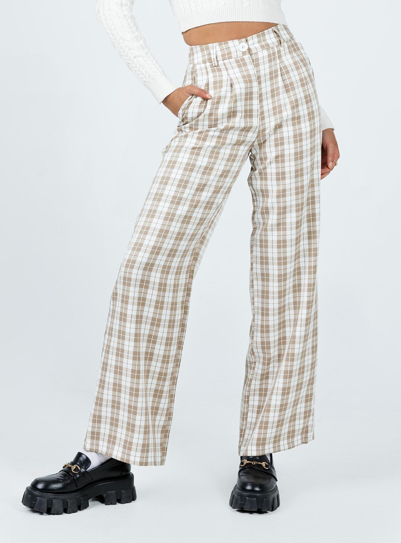Archer Pants Beige Plaid - Image 2