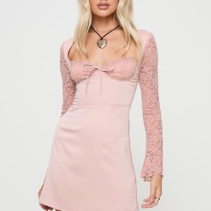 Markwell Long Sleeve Mini Dress Pink