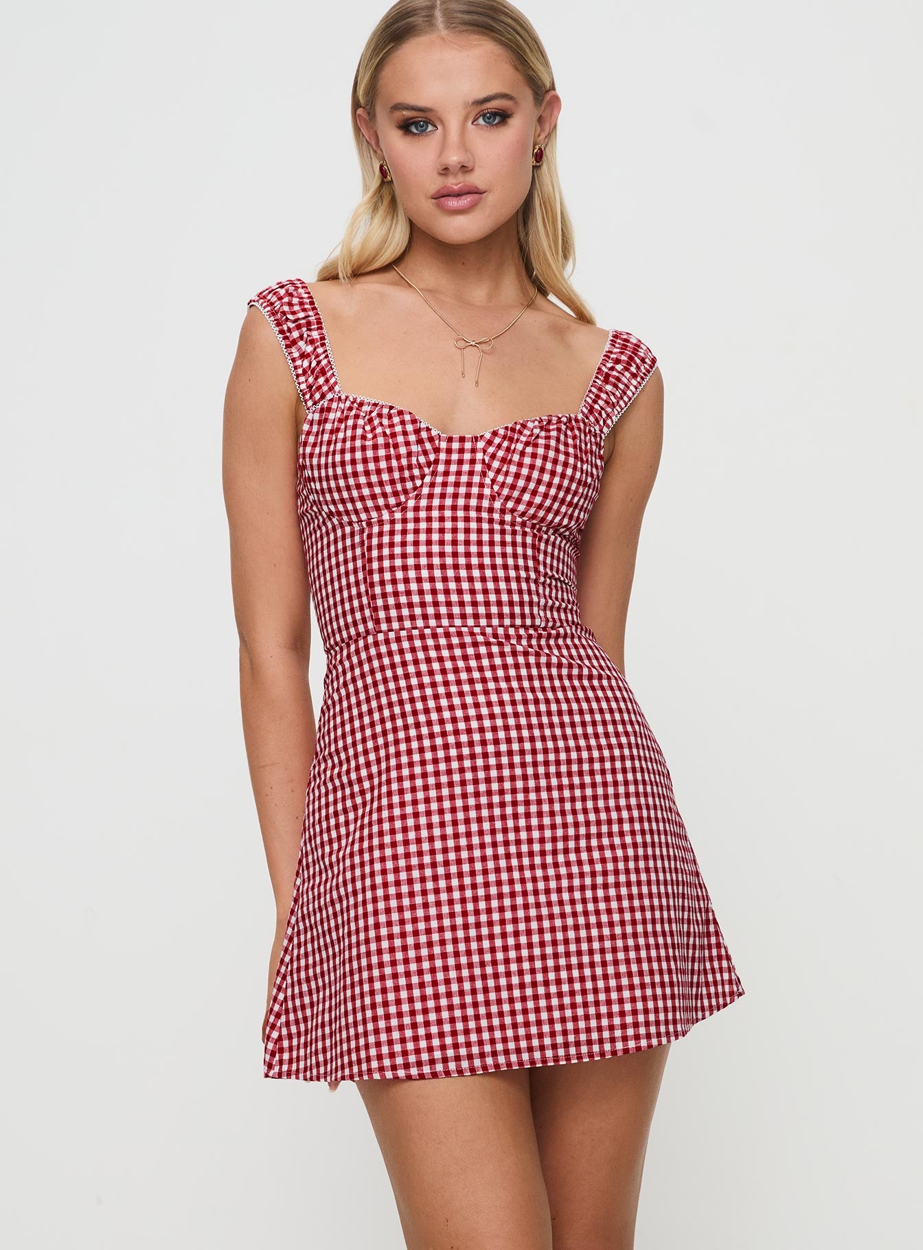 Faubert Mini Dress Red Gingham - Image 2