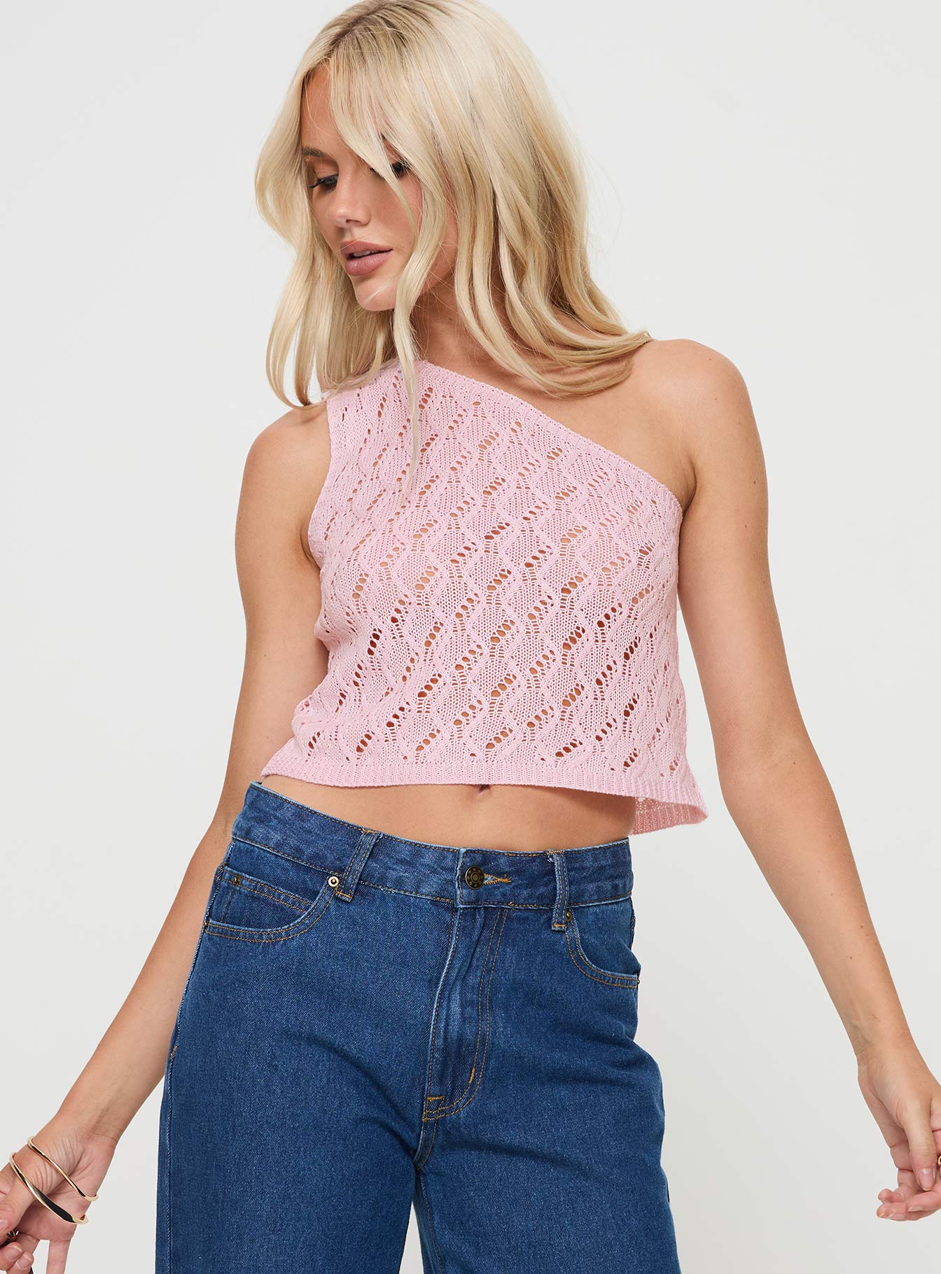 Anthinie One Shoulder Top Pink - Image 2
