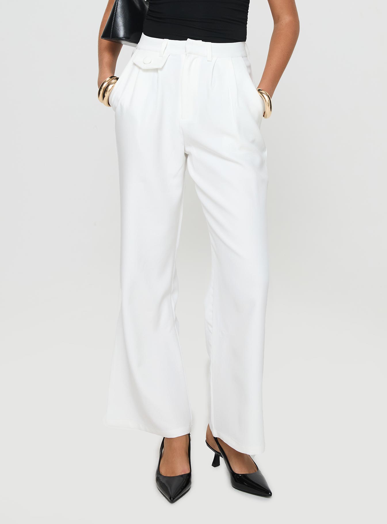 Jazzar Pocket Detail Pleated Pant White Petite - Image 2