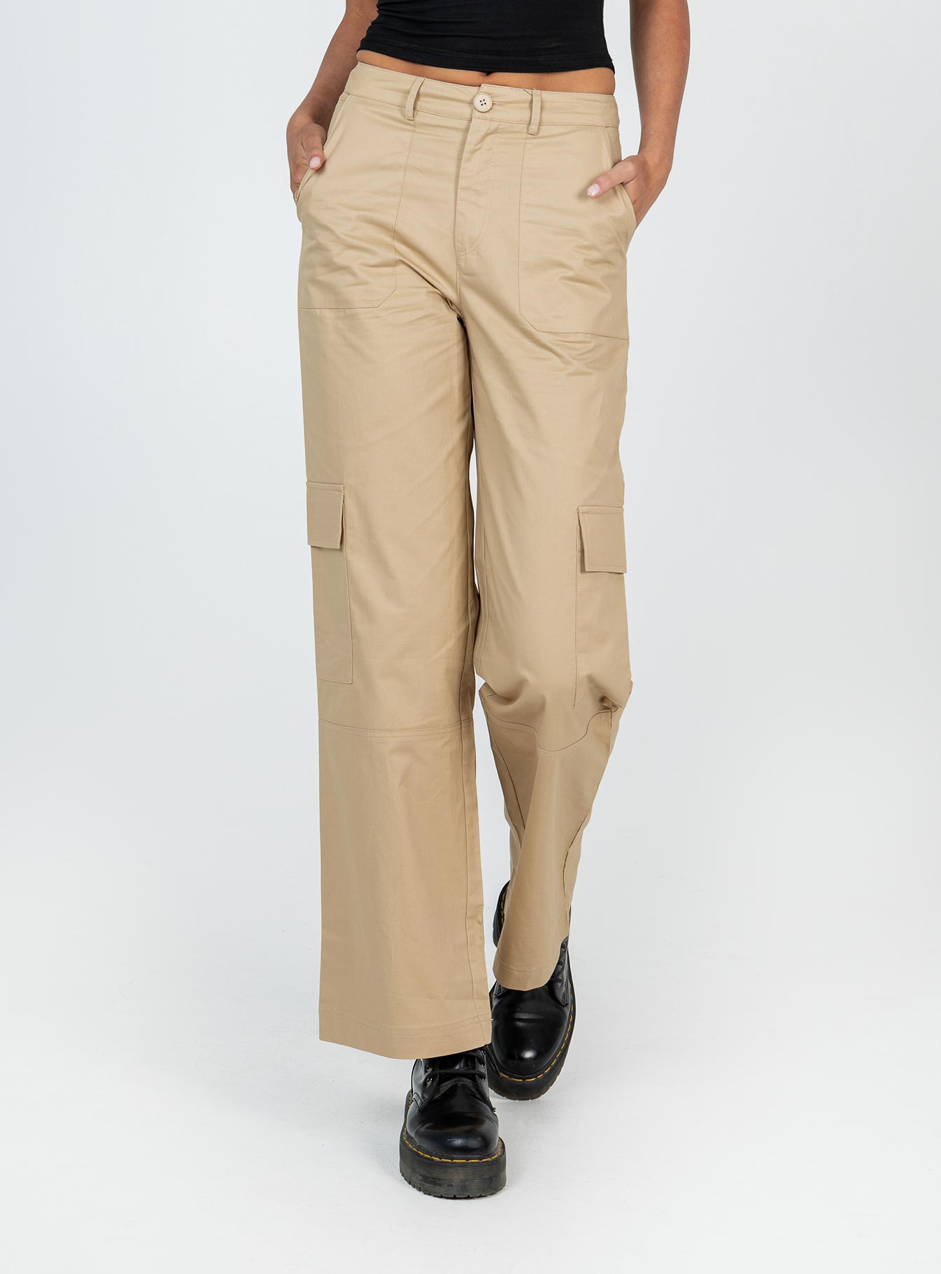 Luna Mid Rise Cargo Pants Beige Tall - Image 2