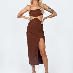 Elliot Midi Dress Brown