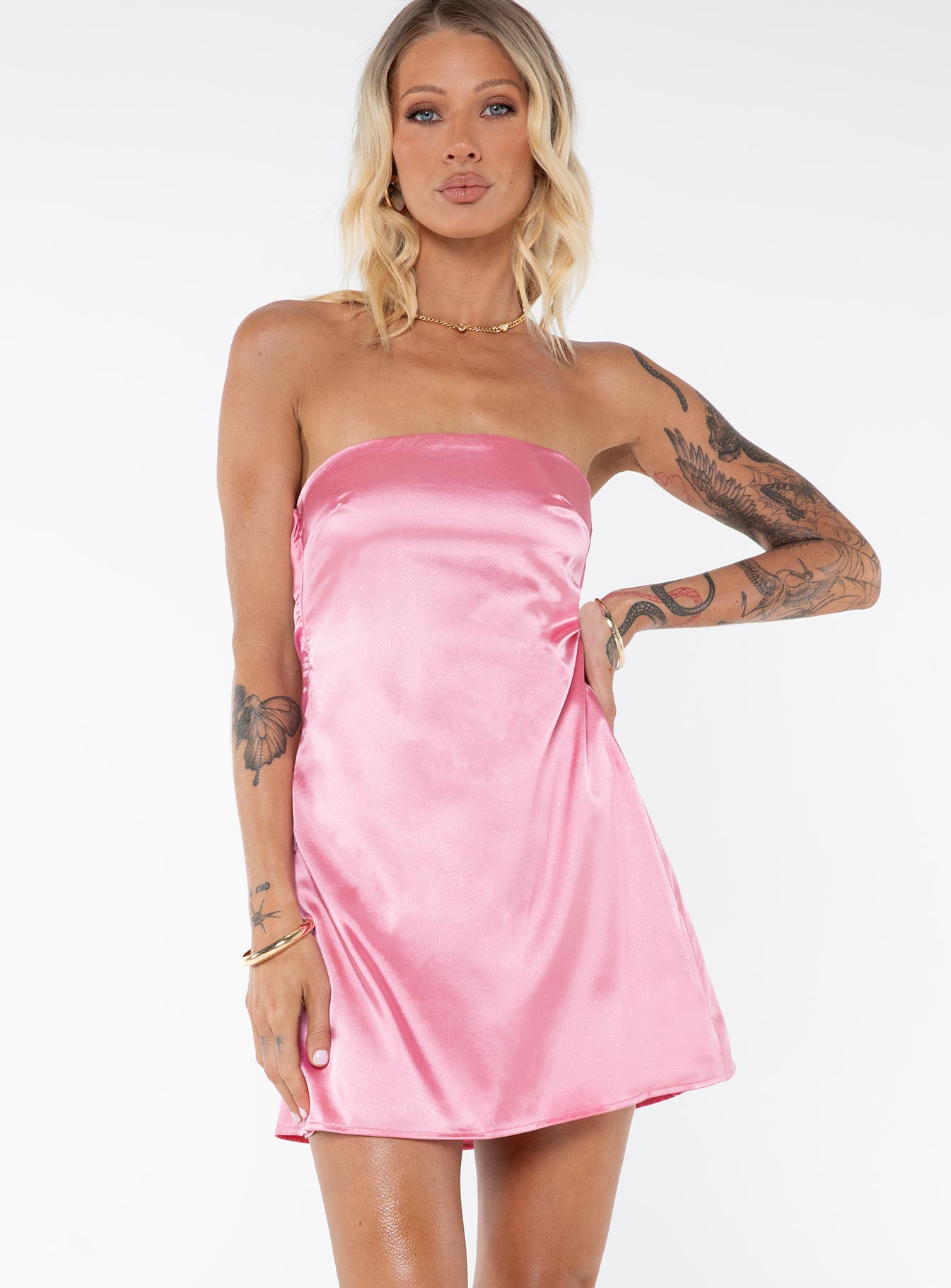 Shaya Strapless Mini Dress Pink Tall - Image 2