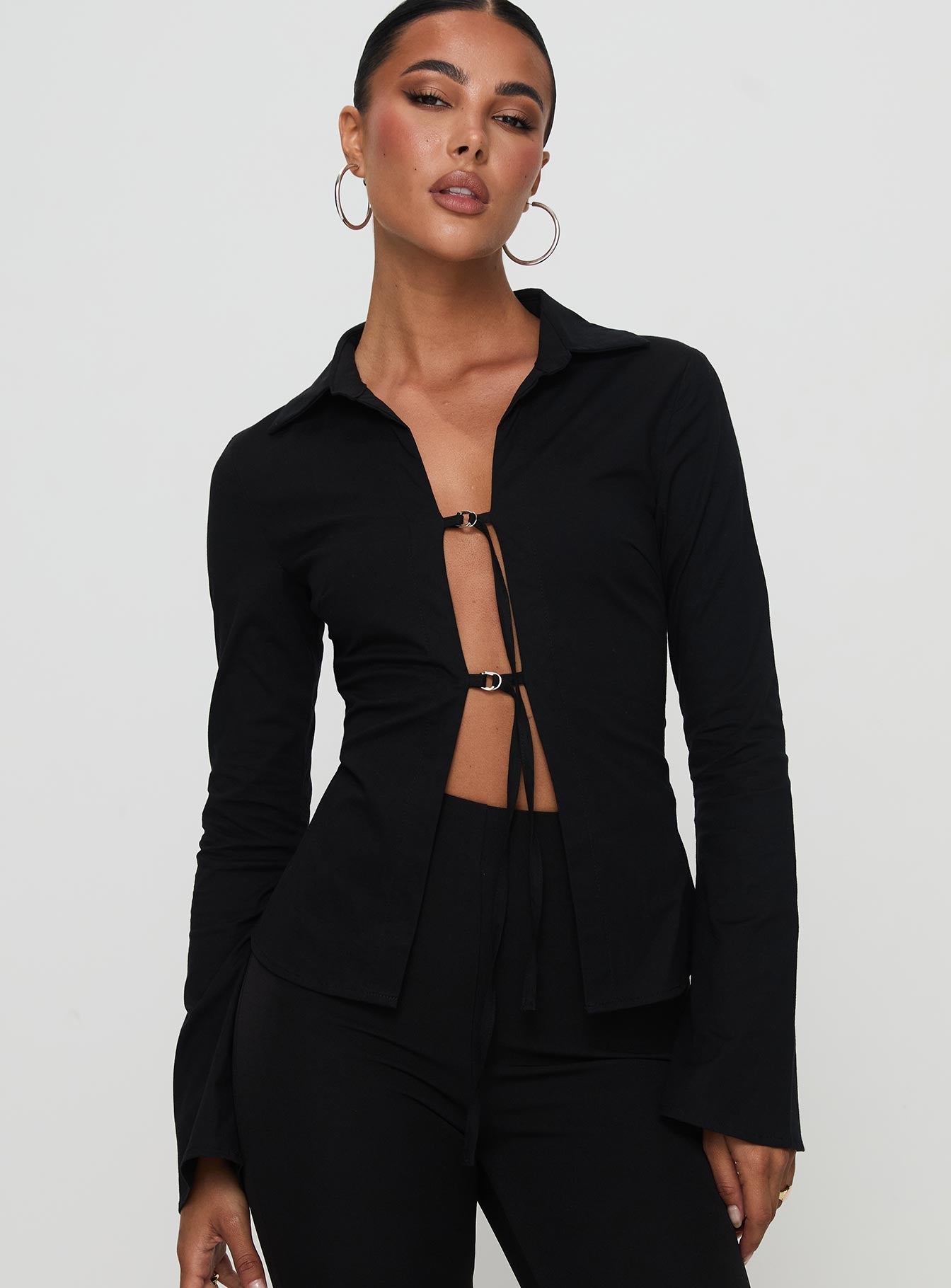 Nataline Long Sleeve Top Black - Image 2