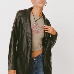Ellen Faux Leather Blazer