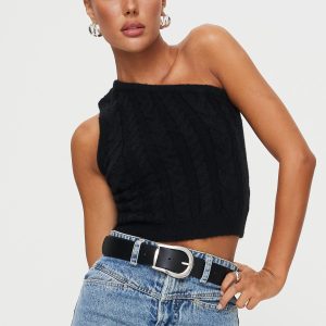 Kateri One Shoulder Top Black