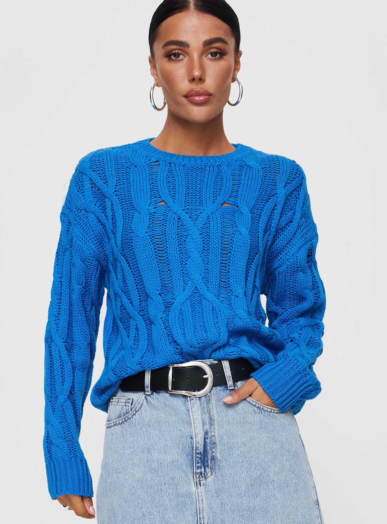 Stiles Cable Knit Sweater Blue - Image 2