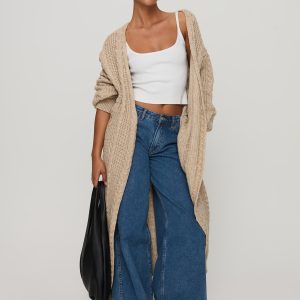 Orkid Cable Knit Cardigan Beige