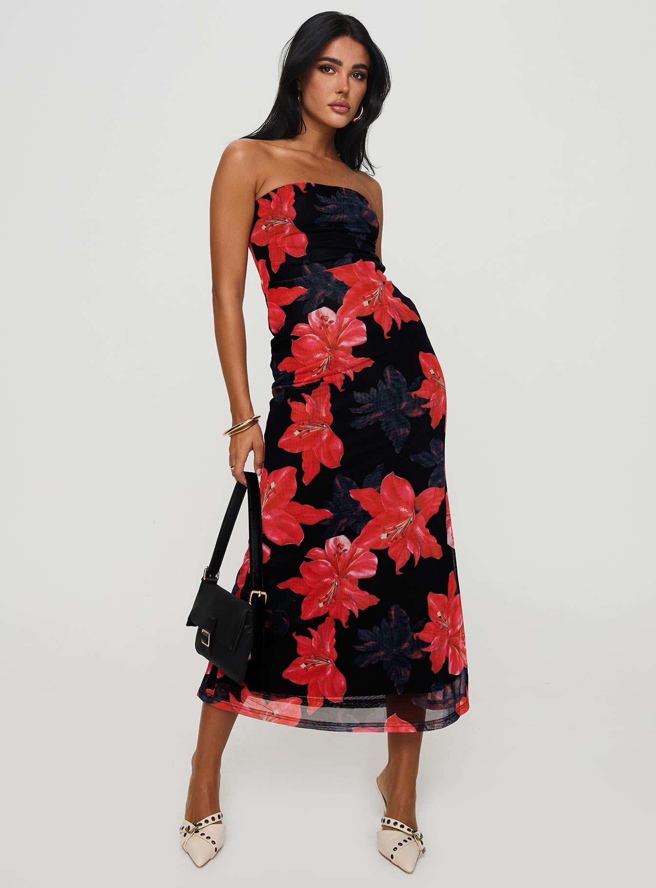 Celik Strapless Maxi Dress Black / Floral - Image 2