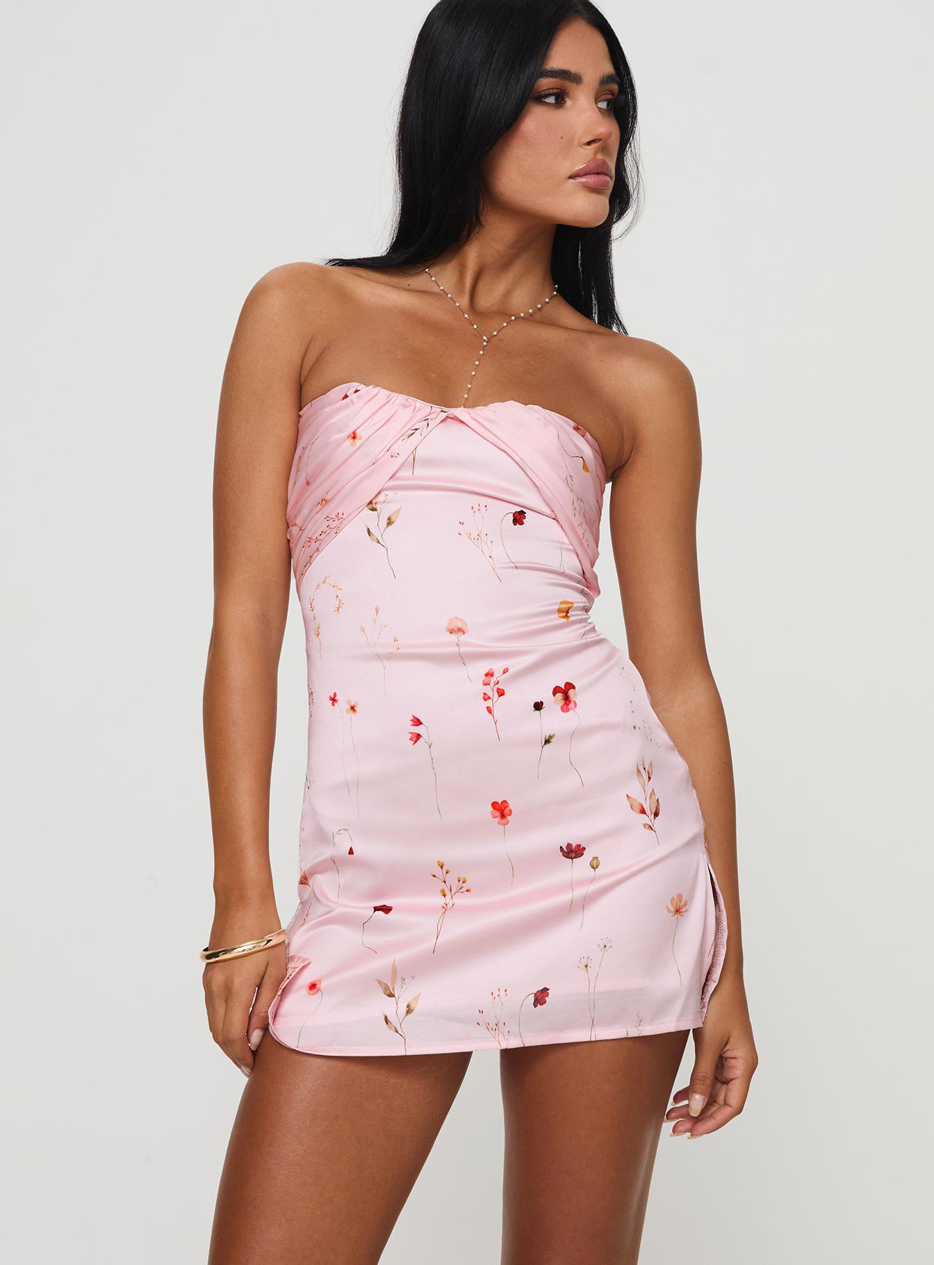 Irena Strapless Mini Dress Pink Floral - Image 2