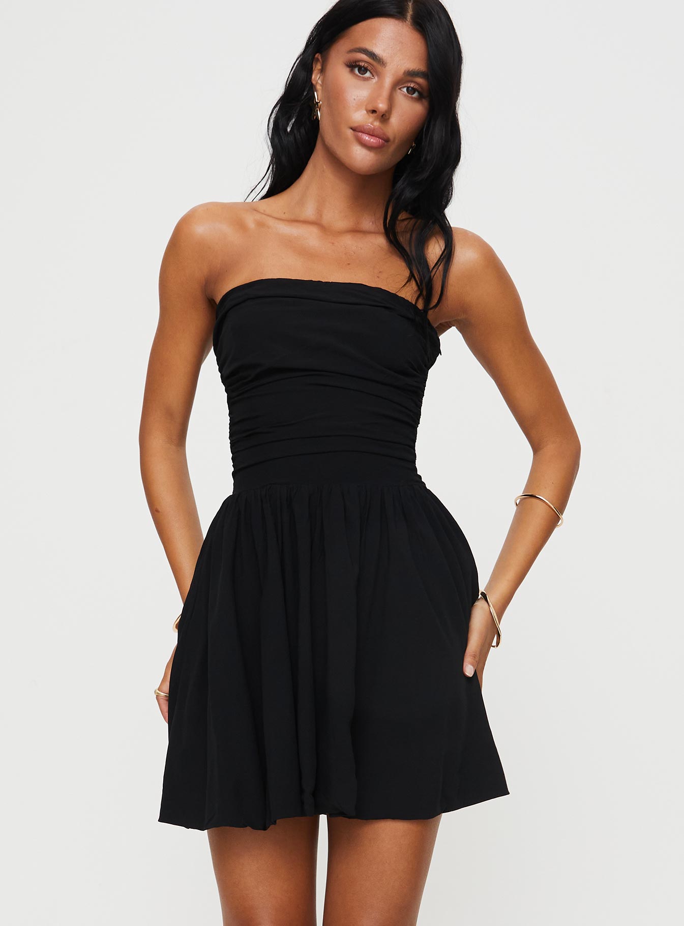 Rashida Strapless Mini Dress Black - Image 2