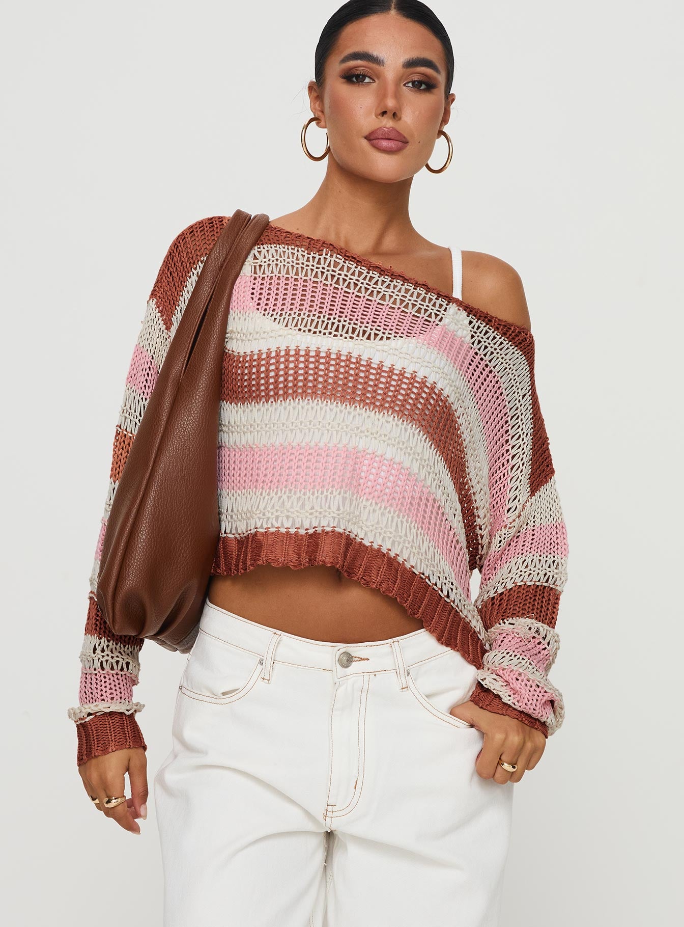 Perren Sweater Pink / Brown Stripe - Image 2