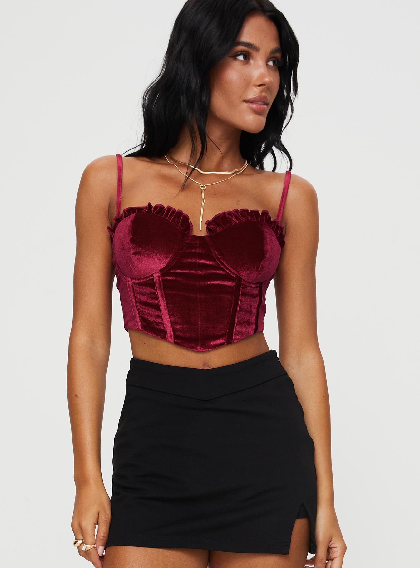 Briddell Velvet Corset Top Red - Image 2