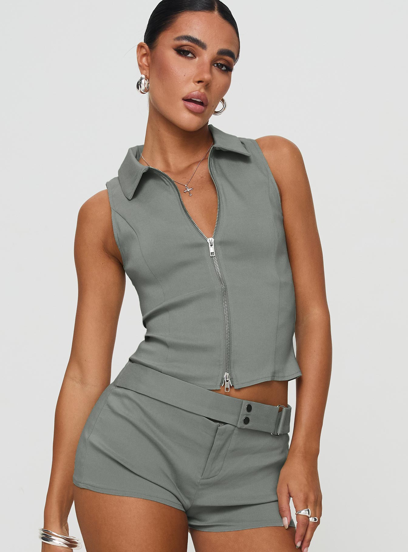 Janae Vest Top Grey - Image 2