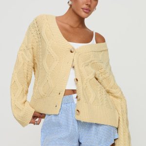 Daxtan Cable Cardigan Lemon