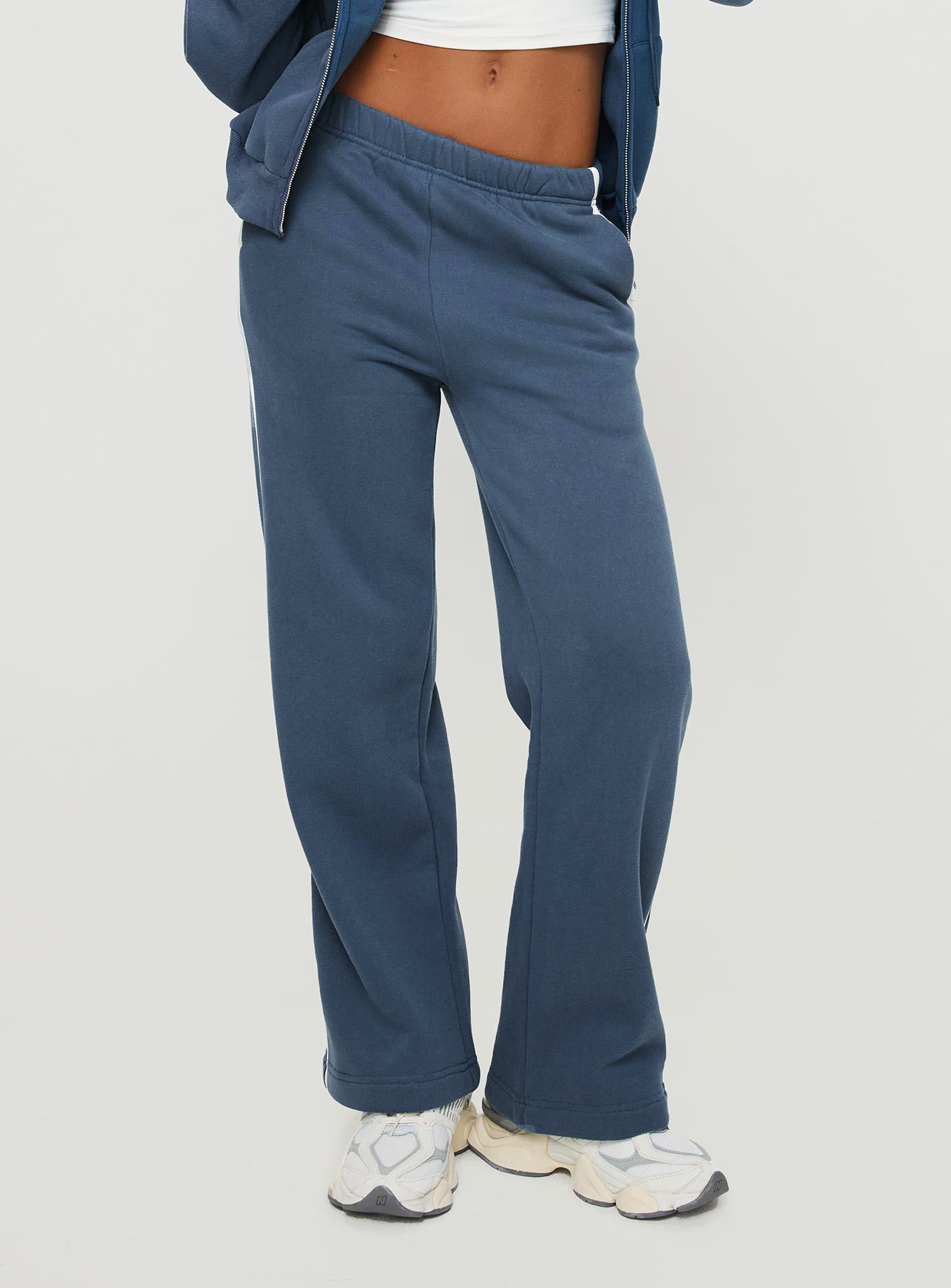 Skiller Side Stripe Track Pants Navy - Image 2