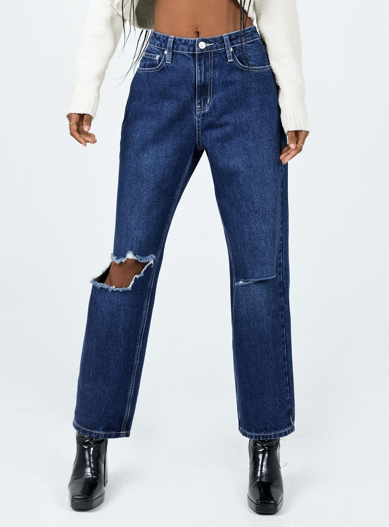Fairmount High Rise Straight Leg Jean Dark Wash Denim