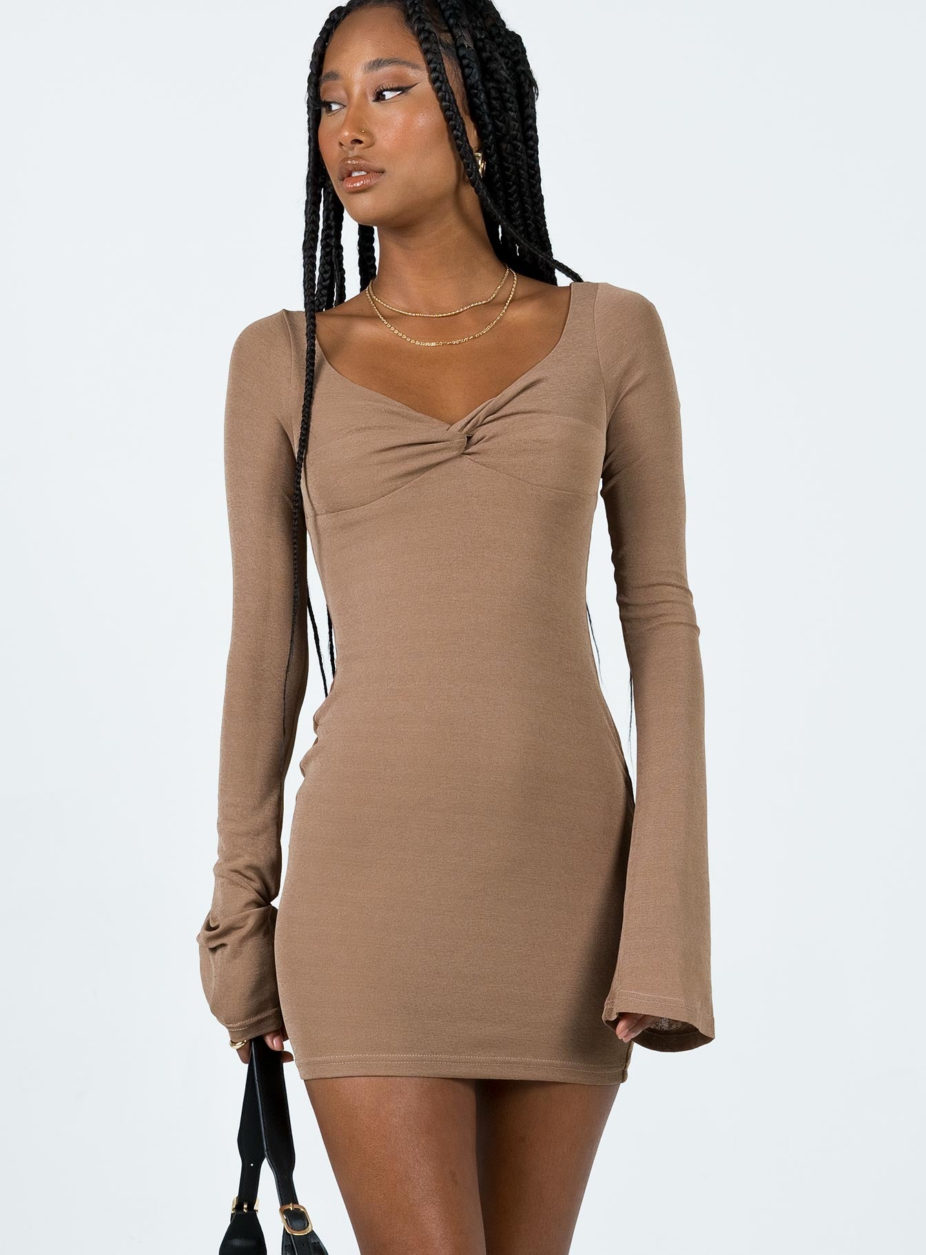 Wesley Long Sleeve Mini Dress Brown - Image 2