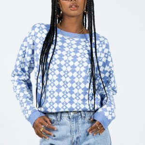 Elewa Geo Sweater Blue / White