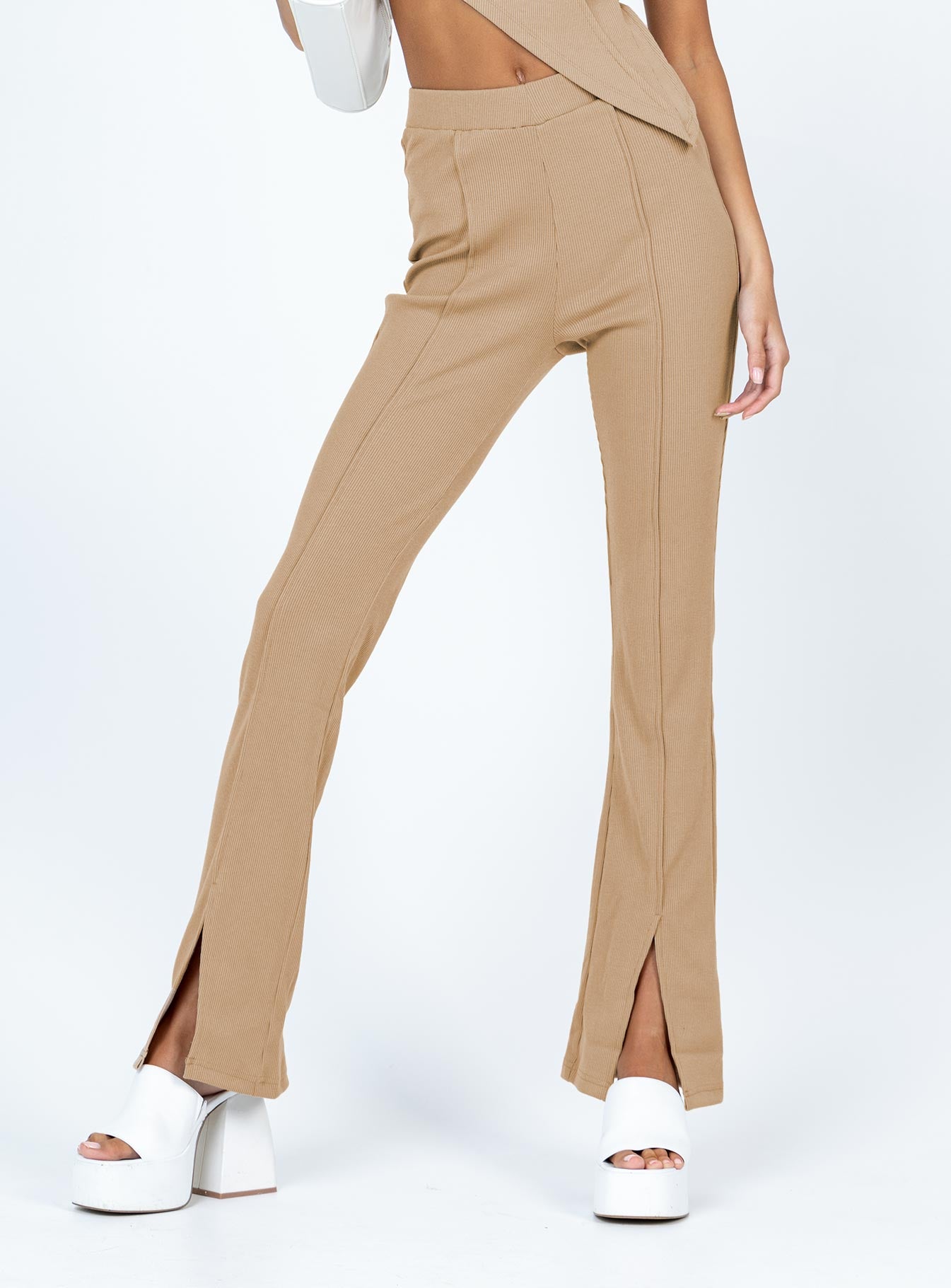 Fayth Ribbed Pants Brown - Image 2