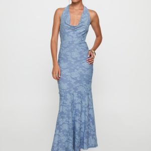 Aymie Halter Maxi Dress Blue