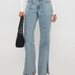 White Mustang Mid Rise Straight Leg Jean Light Blue