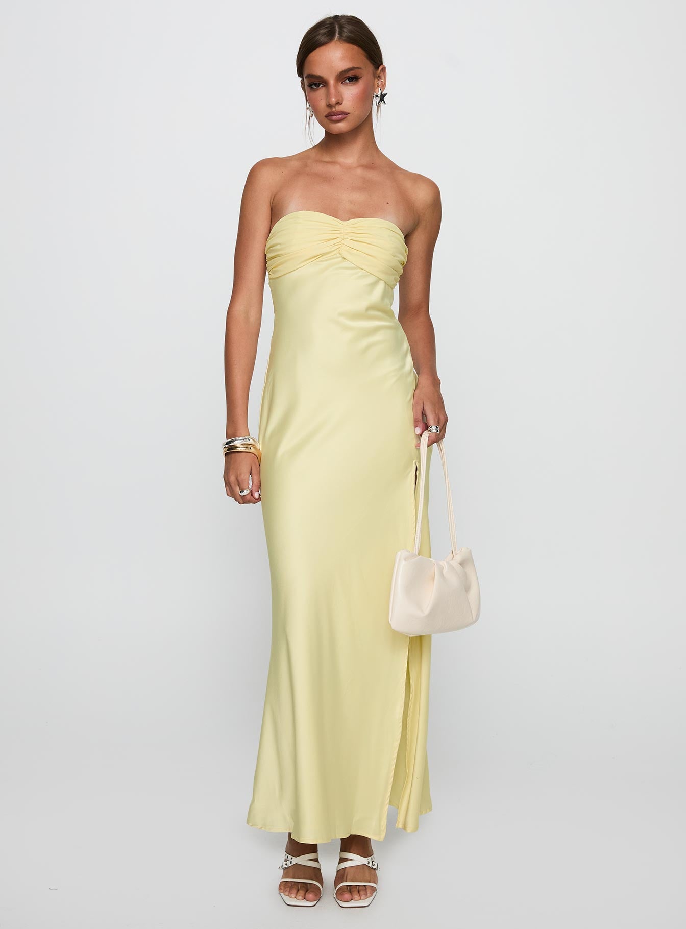 Chevalier Strapless Maxi Dress Lemon - Image 2