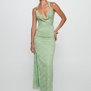 Starfall Halter Maxi Dress Sage