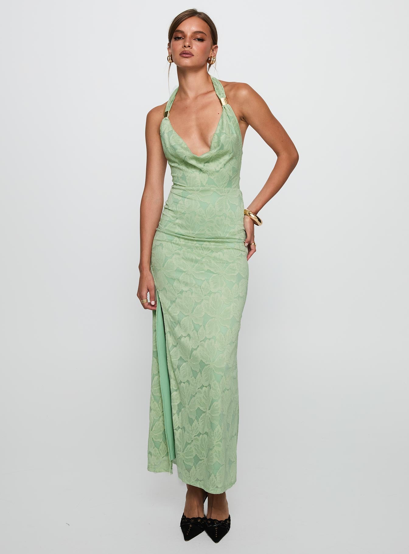Starfall Halter Maxi Dress Sage