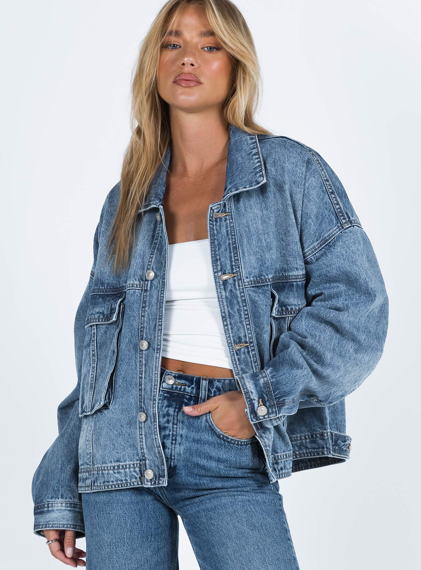 Kier Oversized Jacket Denim Mid Wash - Image 2
