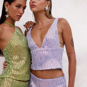 Headliner Shimmer Top Purple