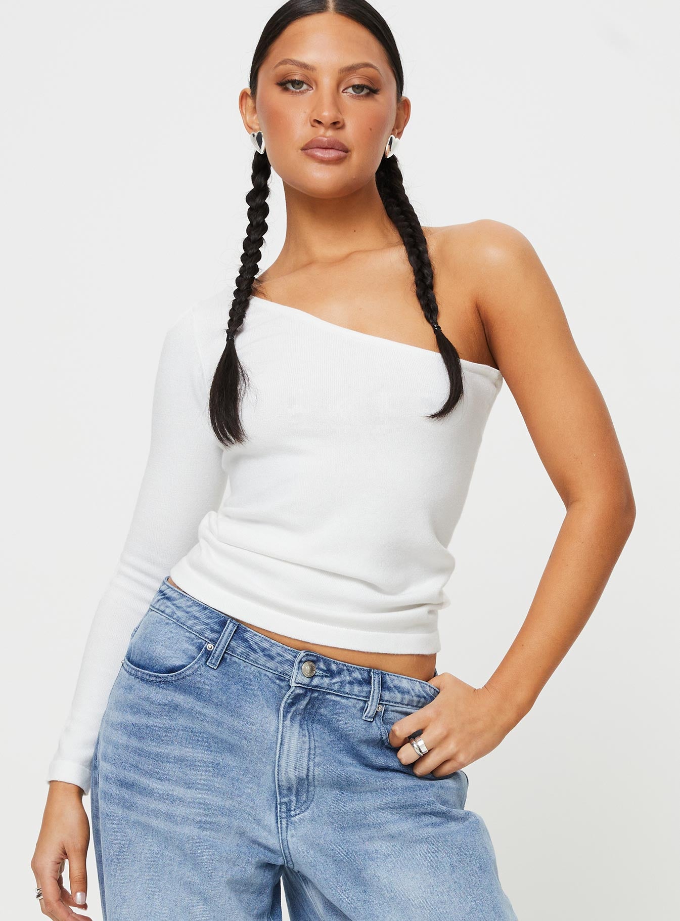 Moniz One Shoulder Top White - Image 2