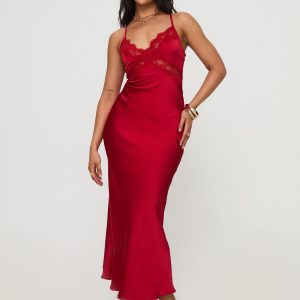 Treasure Bias Cut Maxi Dress Red