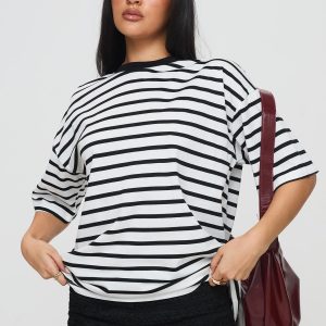 Nersa Oversized Tee Black/white Stripe