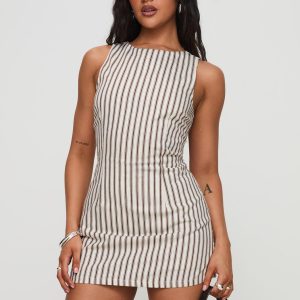 Yumiko Romper Brown Stripe