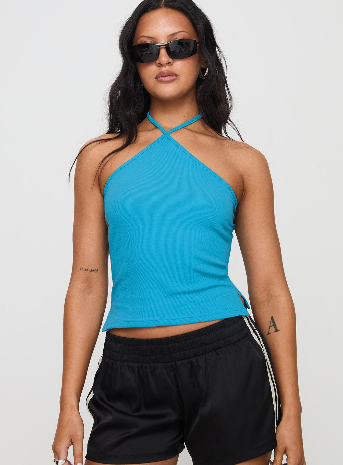 Baseline Halter Rib Top Blue - Image 2