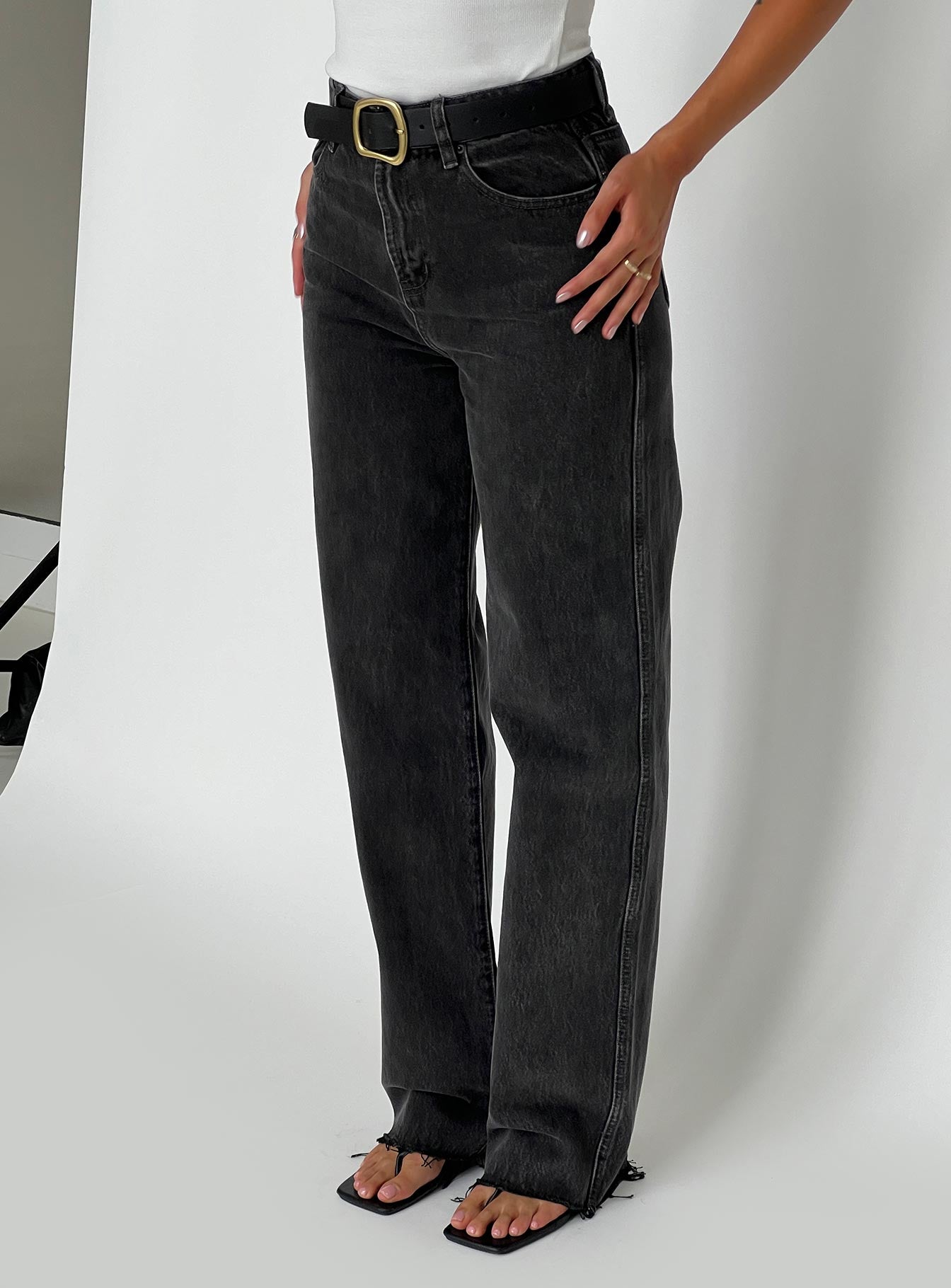 Karlina High Rise Straight Leg Jeans Charcoal - Image 10