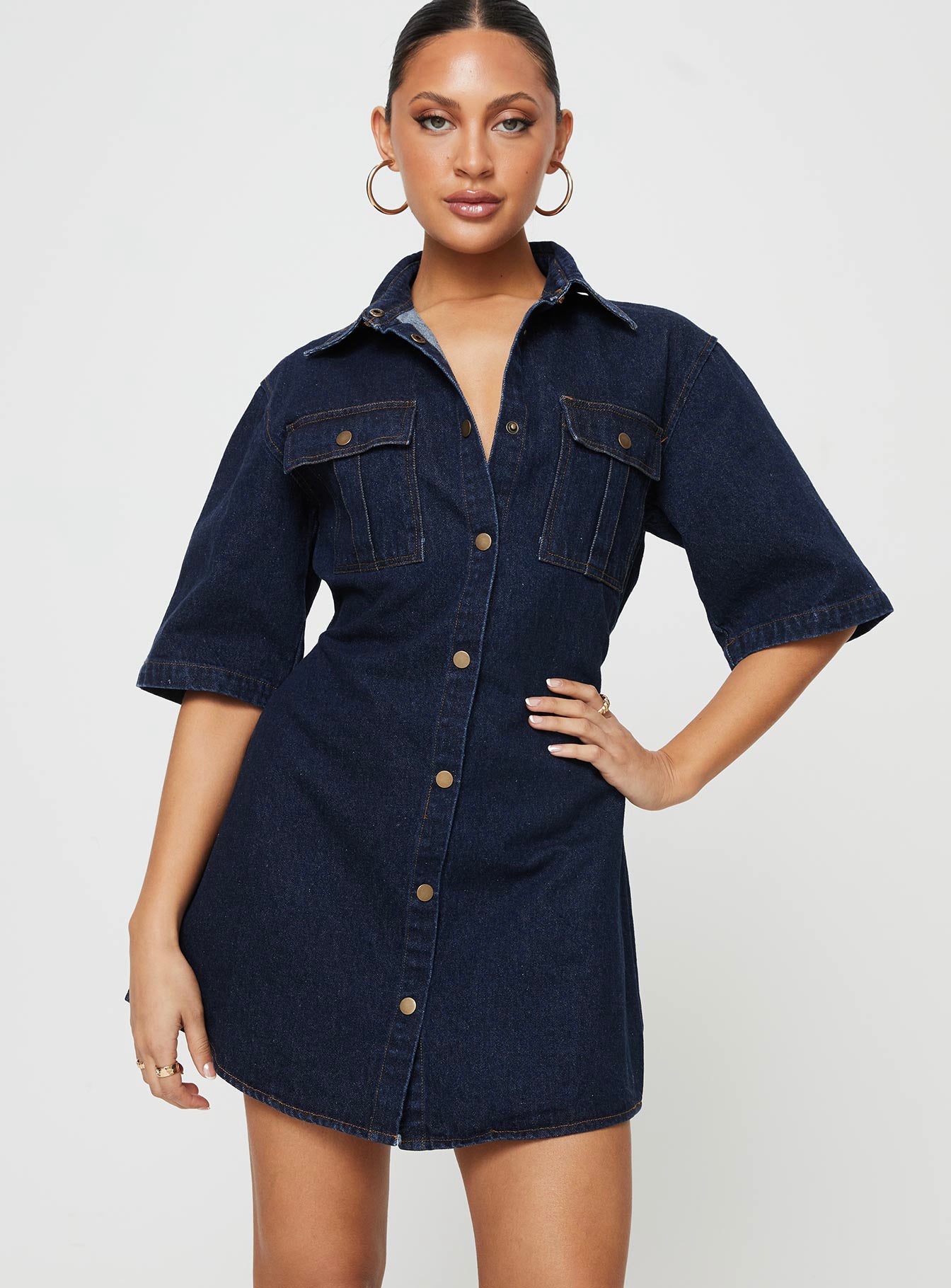 Davro Mini Dress Dark Wash Denim - Image 2