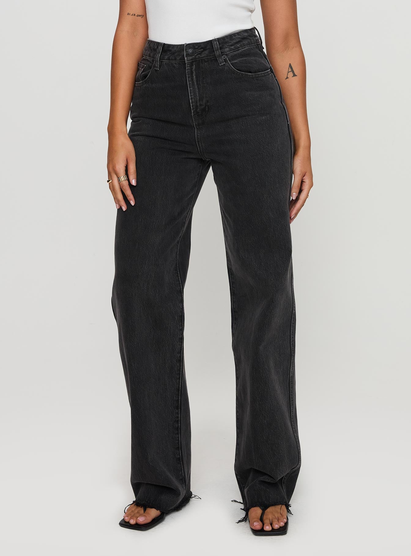 Karlina High Rise Straight Leg Jeans Charcoal - Image 2