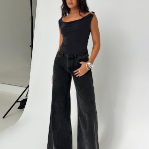 Toby Low Rise Baggy Jeans Charcoal