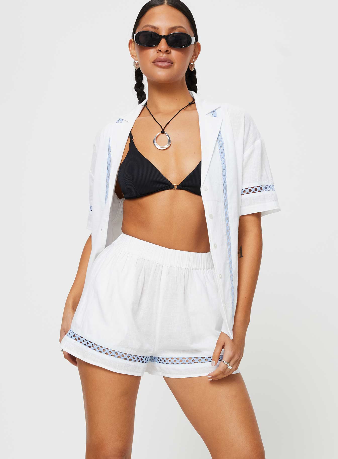 Sun Time Shorts White / Blue - Image 4