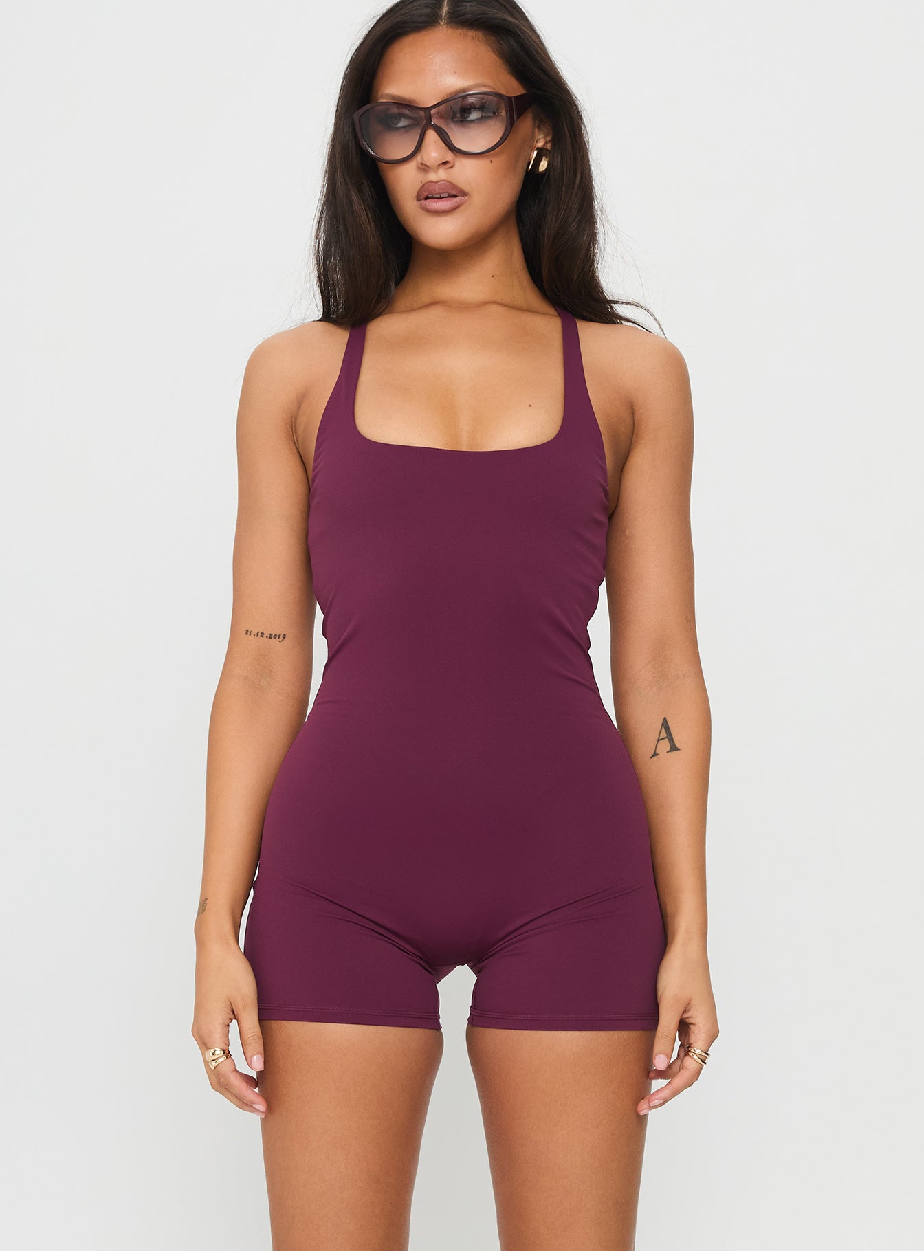 Run The Play Active Romper Plum - Image 2
